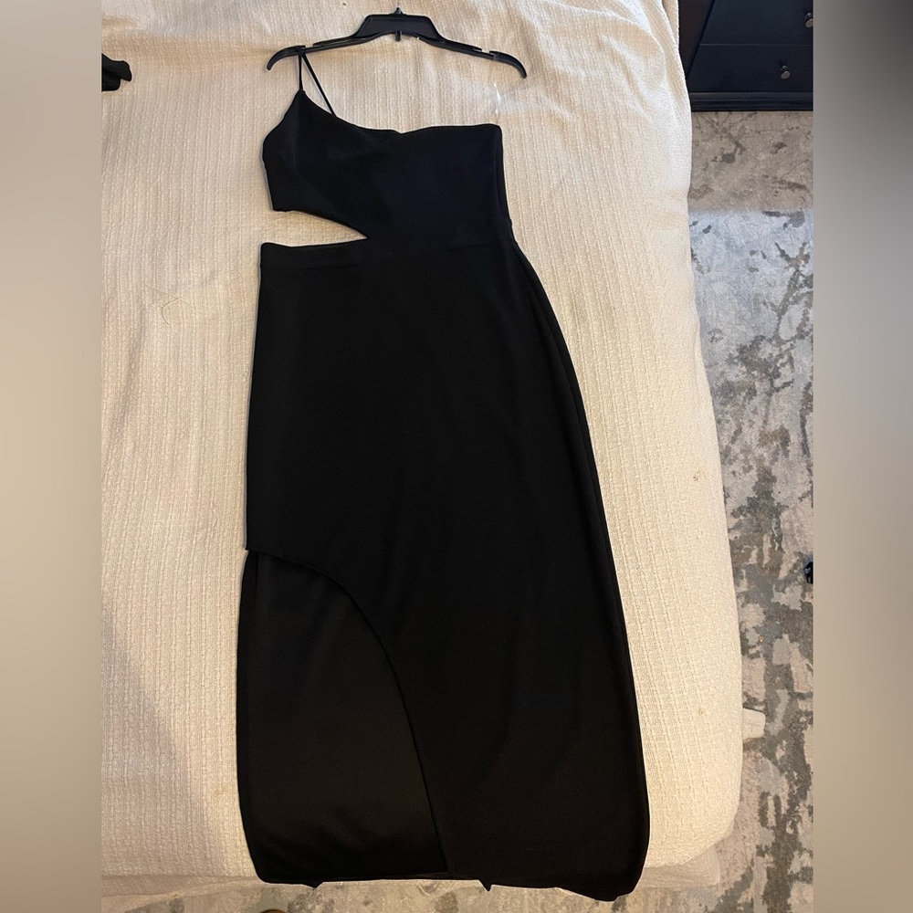 One shoulder floor length body con dress